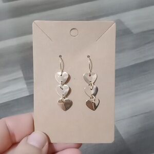 #332Gourdeous Fashion 3 Hanging Hearts Earrings.